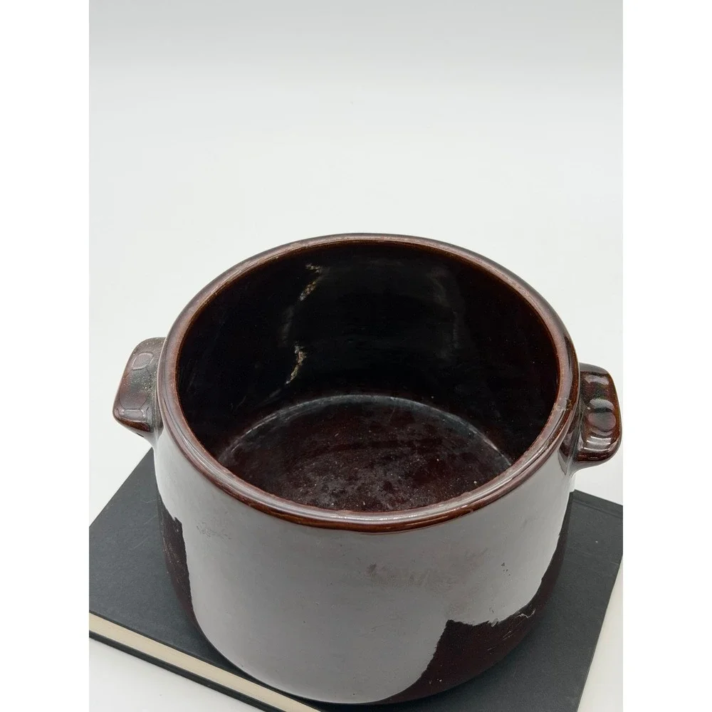 Vintage West Bend Brown Glazed Stoneware Bean Pot with Lid Made in USA Fall